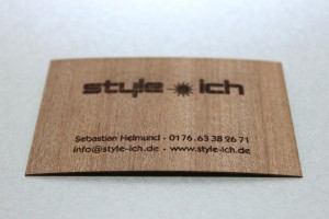 style-ich Gravur auf Visitenkarte aus Holz
